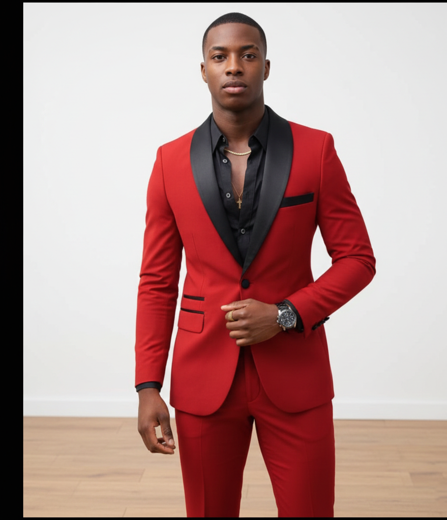Traje de esmoquin formal de corte entallado para hombre de negocios