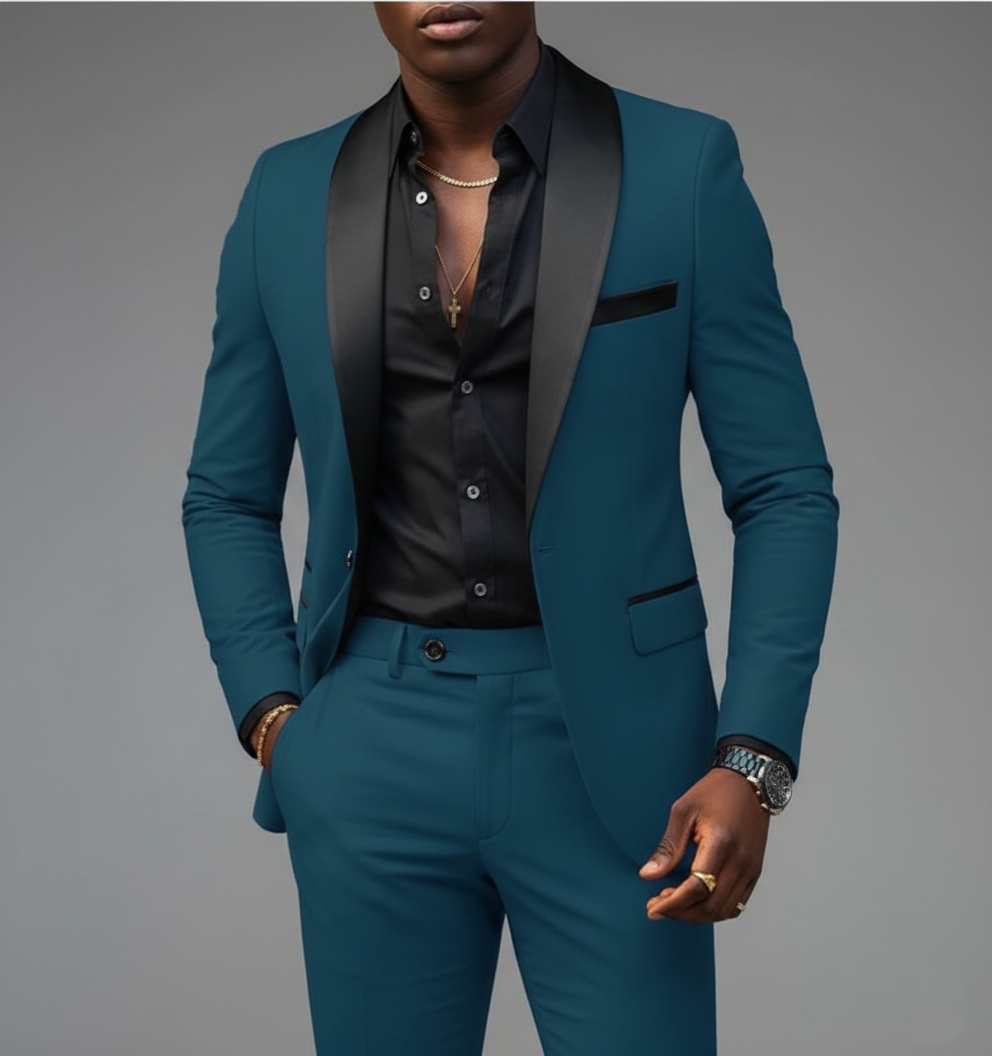 Traje de esmoquin formal de corte entallado para hombre de negocios