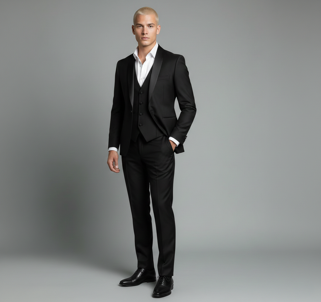 Traje de esmoquin formal de corte entallado para hombre de negocios