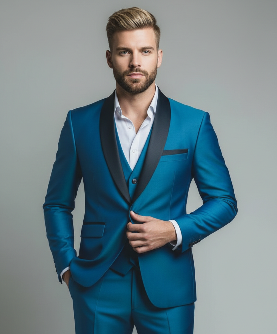 Traje de esmoquin formal de corte entallado para hombre de negocios