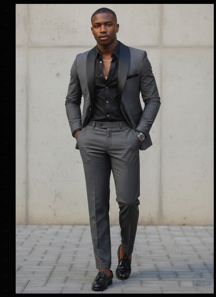 Traje de esmoquin formal de corte entallado para hombre de negocios
