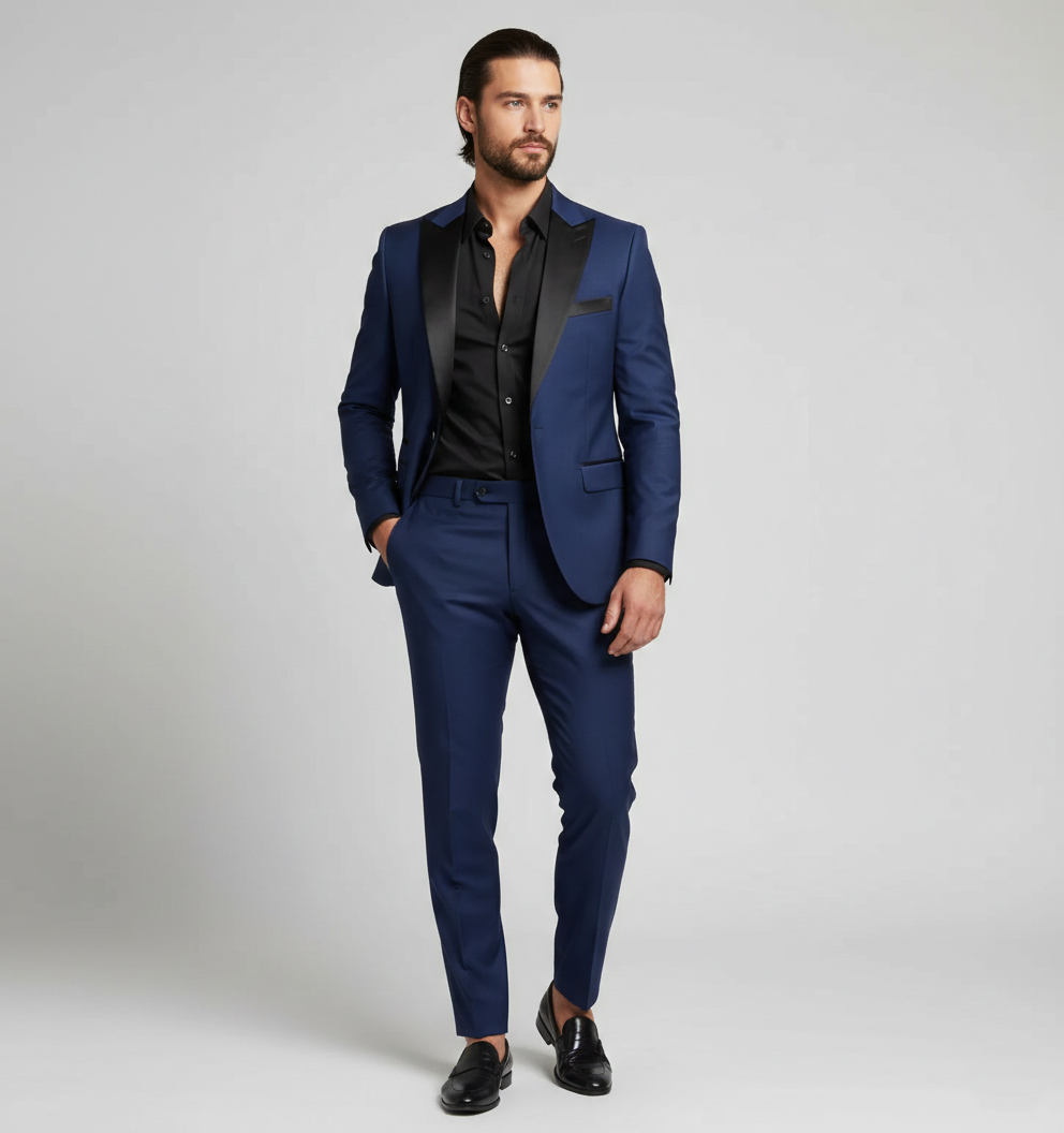 Traje de esmoquin formal de corte entallado para hombre de negocios