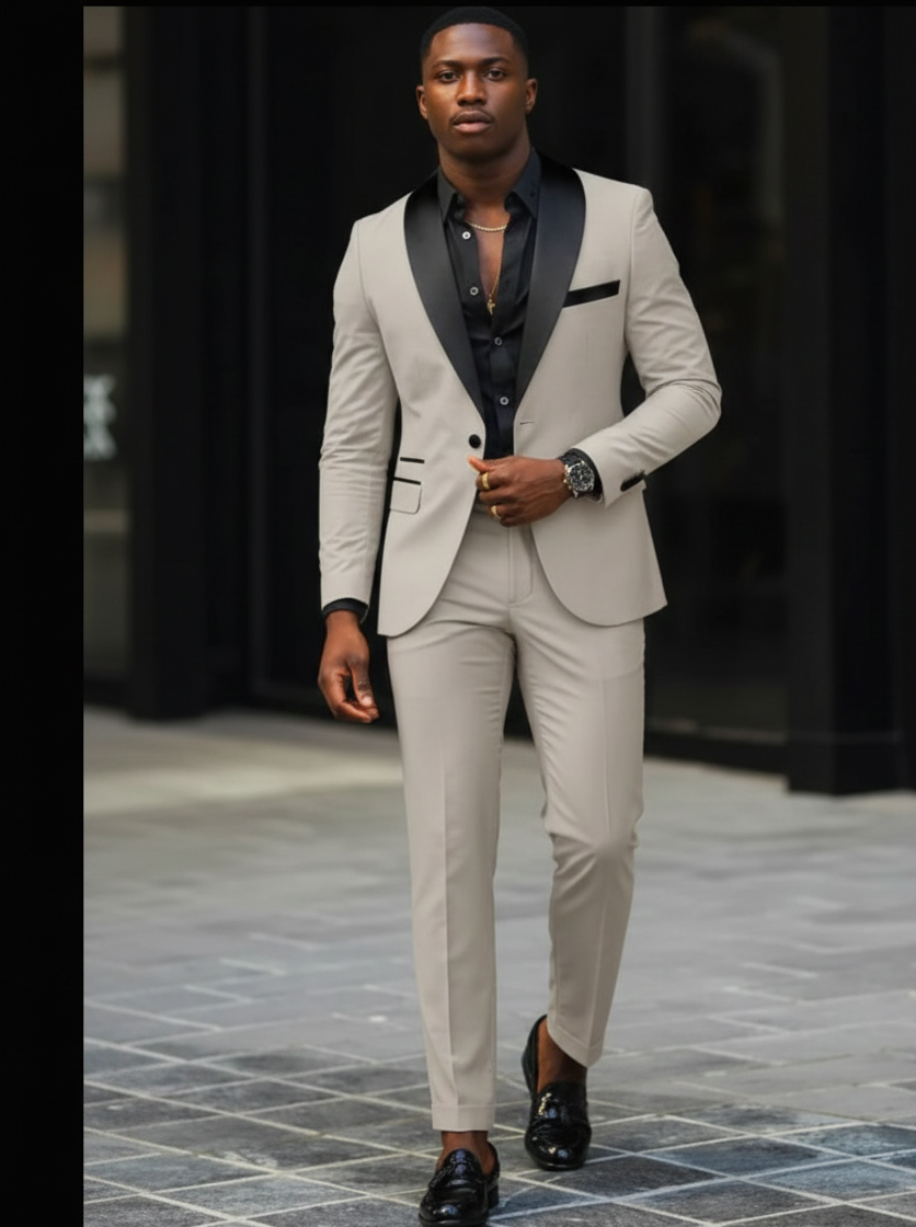 Traje de esmoquin formal de corte entallado para hombre de negocios