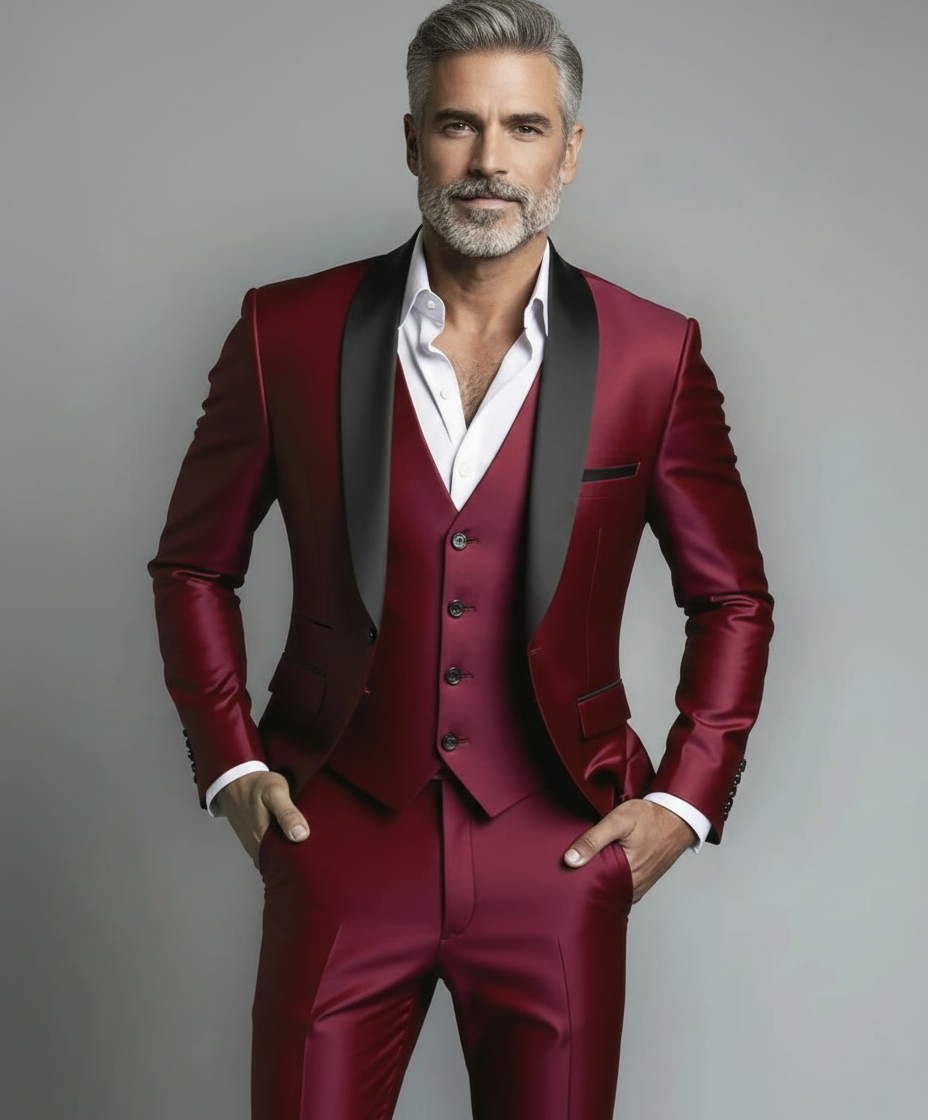 Traje de esmoquin formal de corte entallado para hombre de negocios