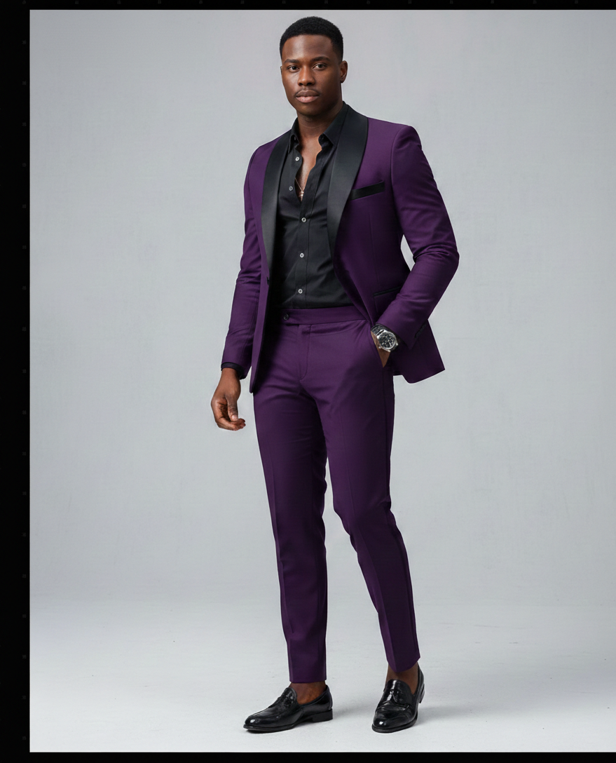 Traje de esmoquin formal de corte entallado para hombre de negocios