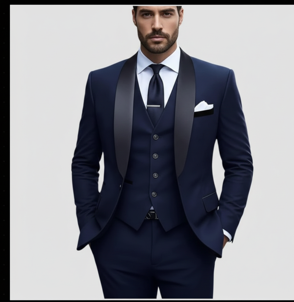 Traje de esmoquin formal de corte entallado para hombre de negocios