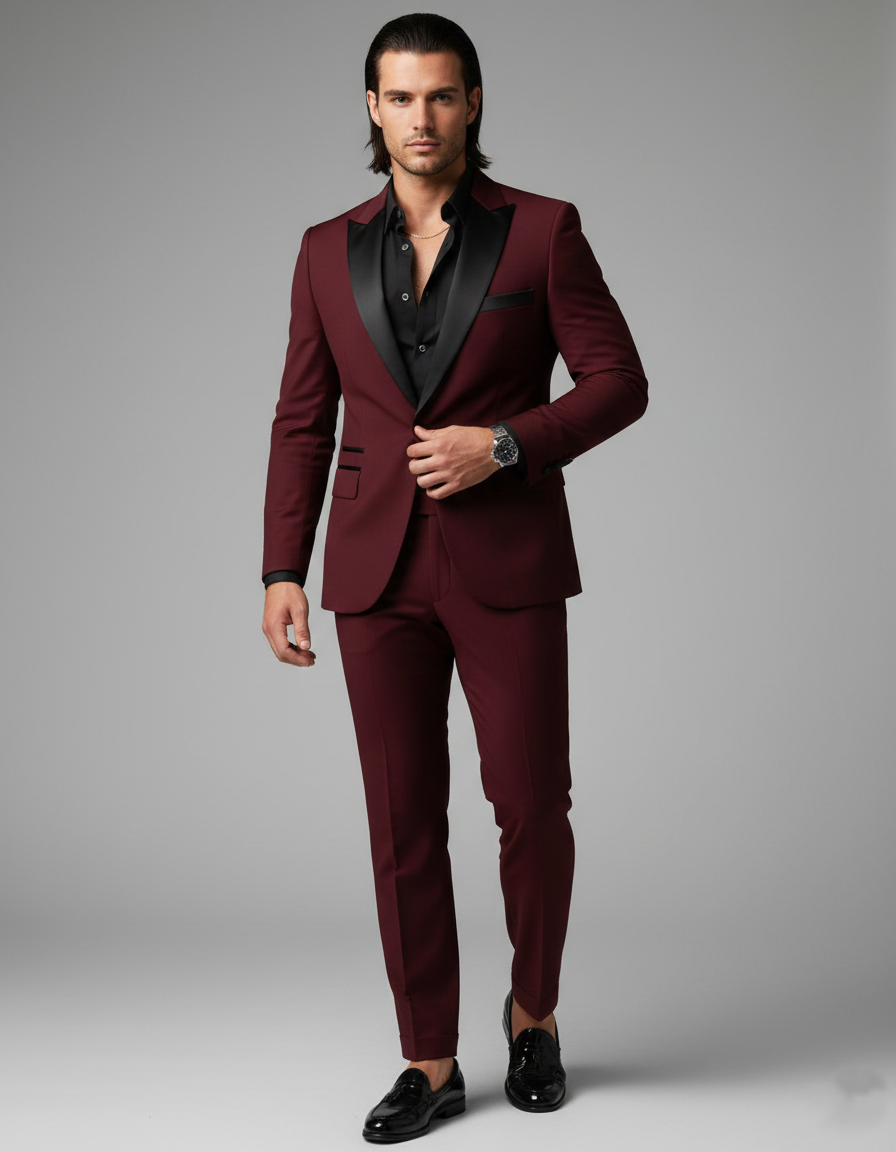 Traje de esmoquin formal de corte entallado para hombre de negocios