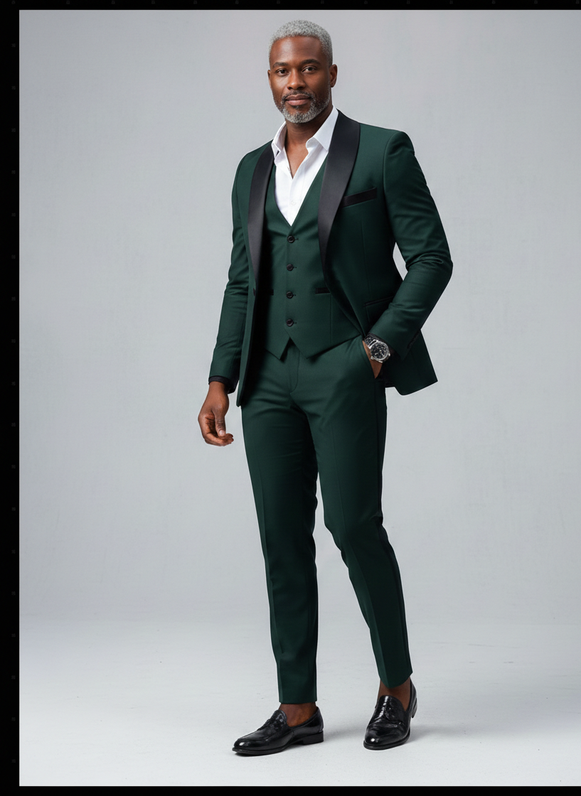 Traje de esmoquin formal de corte entallado para hombre de negocios