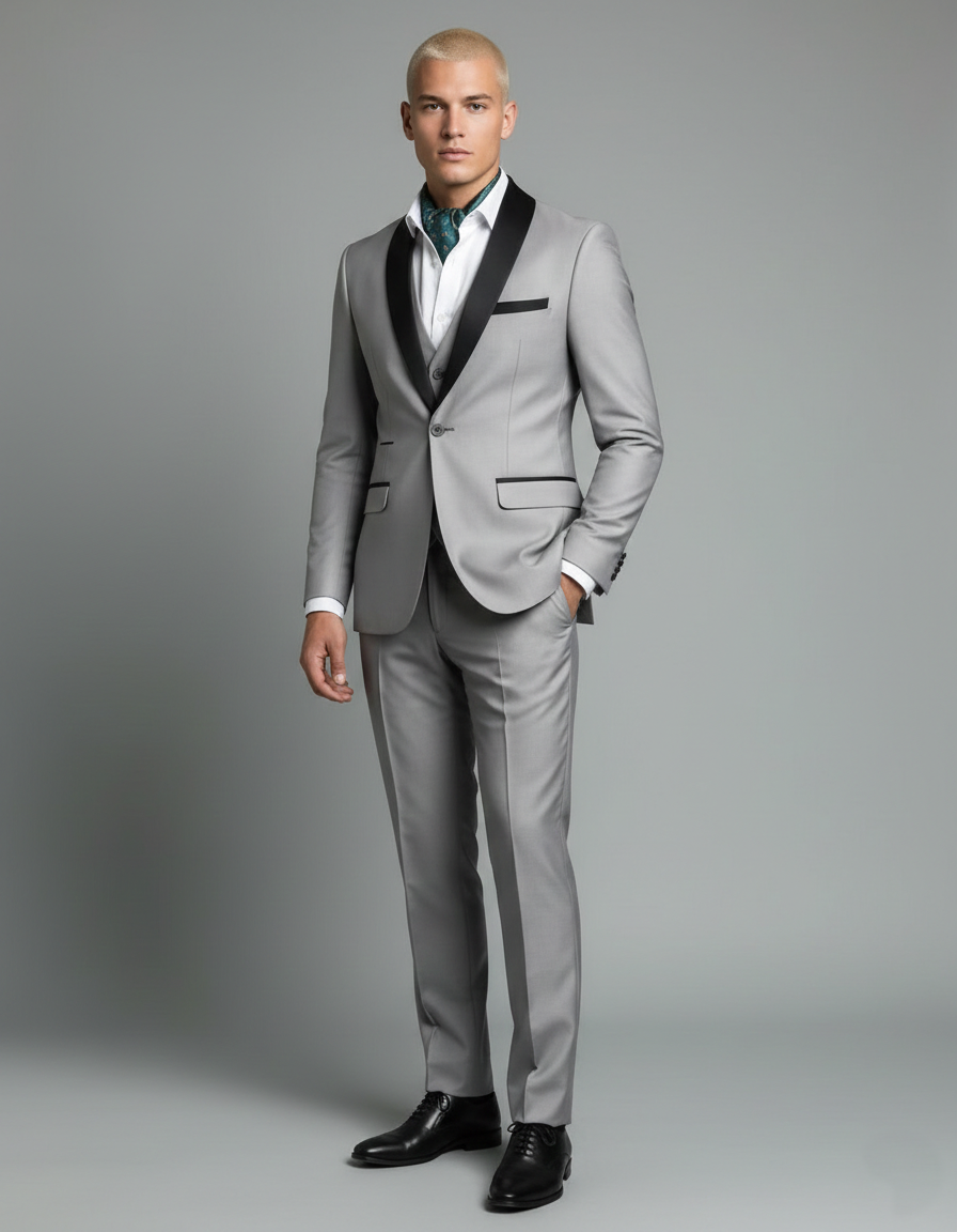 Traje de esmoquin formal de corte entallado para hombre de negocios