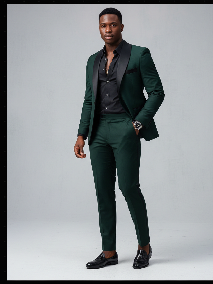 Traje de esmoquin formal de corte entallado para hombre de negocios