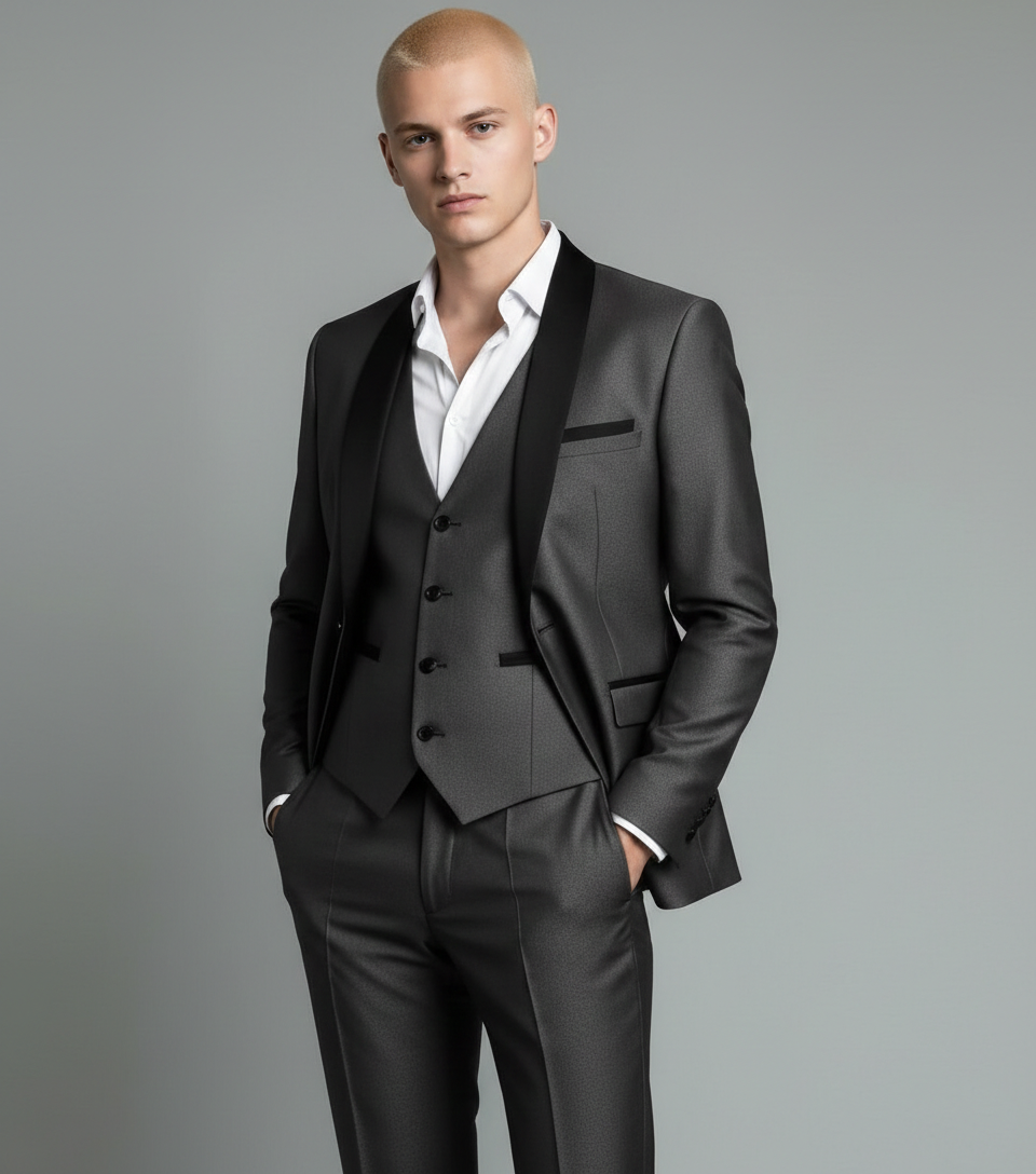 Traje de esmoquin formal de corte entallado para hombre de negocios