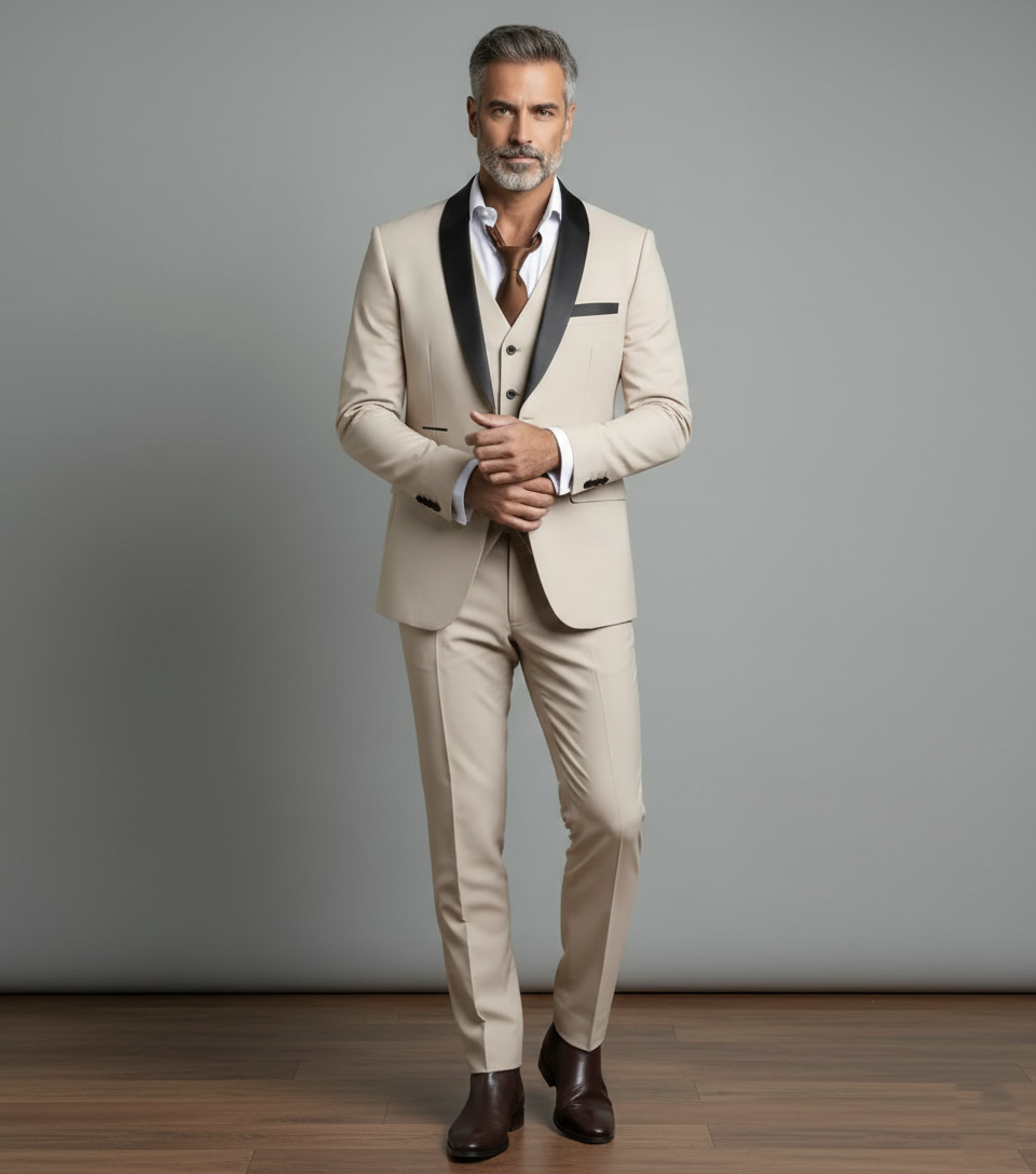 Traje de esmoquin formal de corte entallado para hombre de negocios