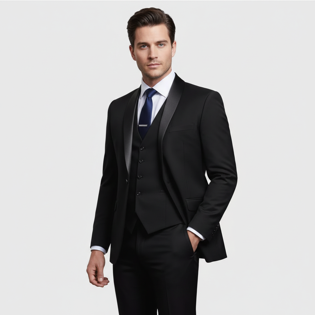 Traje de esmoquin formal de corte entallado para hombre de negocios
